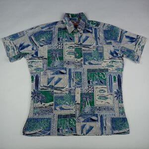 RJC Hawaiian Shirt Reverse Print Made in Hawaii Men's Large Aloha Fish Tropical